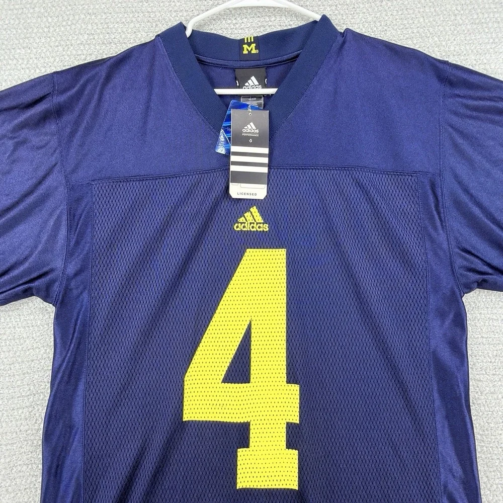 NEW Adidas University of‎ Michigan Wolverines #4 Football Jersey Mens Small Blue